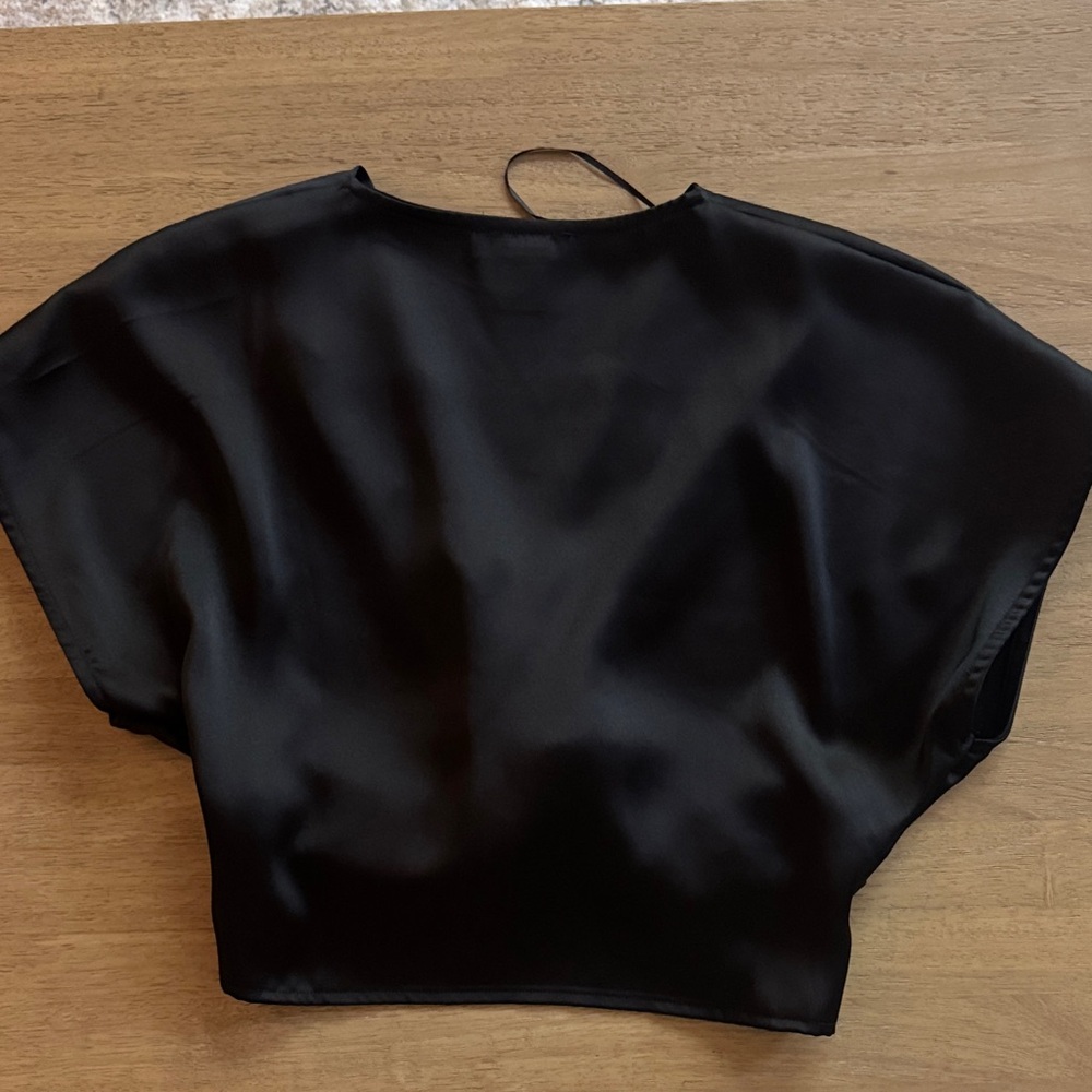 House of Harlow 1960 Black Satin Blouse - Picture 5 of 7